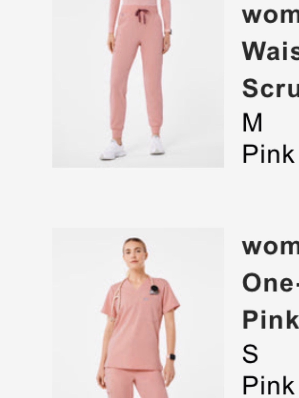 Figs. Pink Sand. Woman’s. M Joggers. S Shirt.